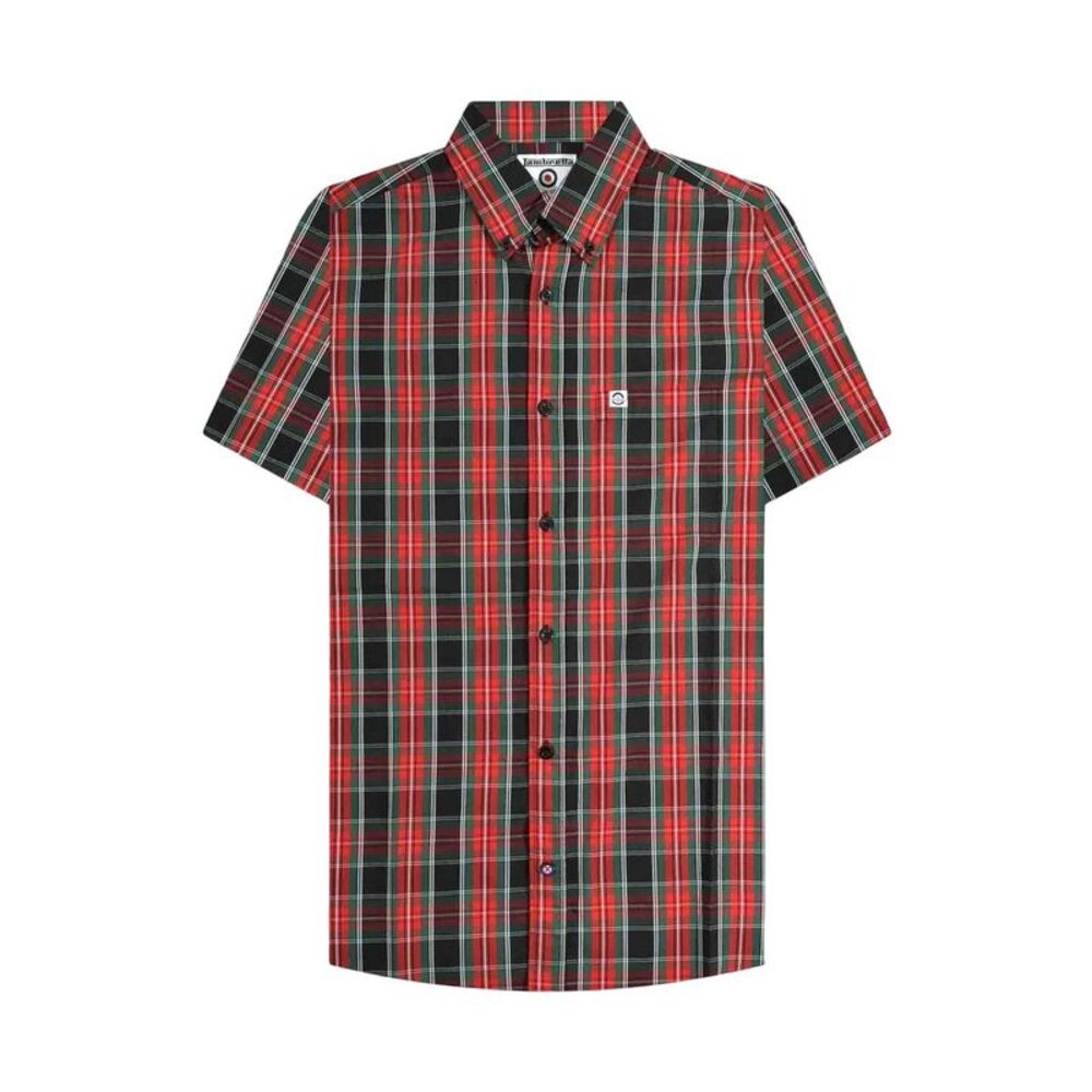 Lambretta Unisex Adult Checked Shirt / Black/Red/Green